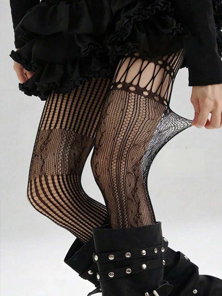 1pc Asymmetric Hollow Fishnet  - Fishnet Stocking Women avis et prix