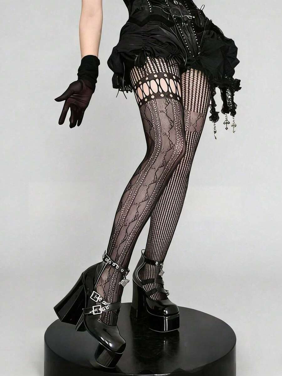 1pc Asymmetric Hollow Fishnet  - Fishnet Stocking Women avis et prix