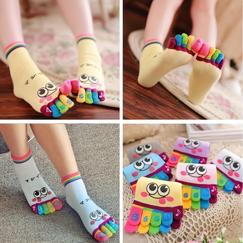 3pairs//Cartoon printed toe so - Toe Sock Split avis et prix