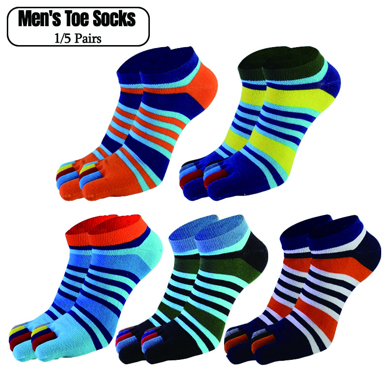 1/5 Pairs Men's Cotton Five Fi - Ankle Sock Low Cut avis et prix