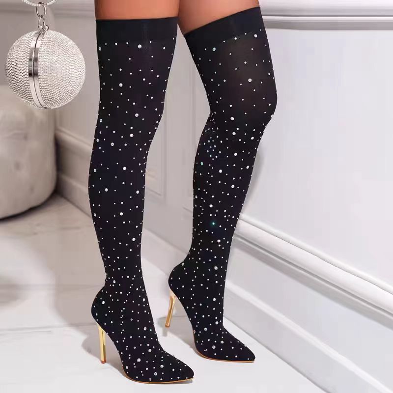 Rhinestone Slim Leg Stretch So - Knee High Sock Women avis et prix